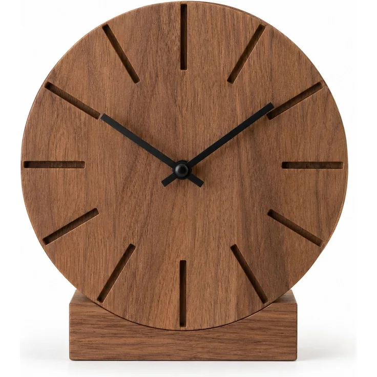 Natuhr Wanduhr T1401D Boom Wand- und Tischuhr aus dunkler Eiche – Massivholz Eiche – Eiche dunkel – 17 × 17 × 4 cm