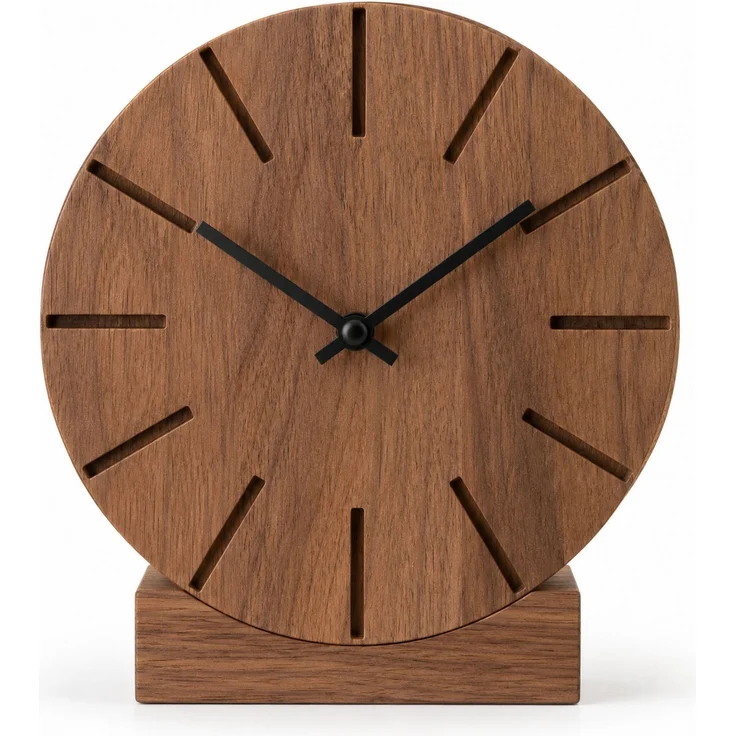 Natuhr Wanduhr T1401D Boom Wand- und Tischuhr aus dunkler Eiche – Massivholz Eiche – Eiche dunkel – 17 × 17 × 4 cm – Bild 1