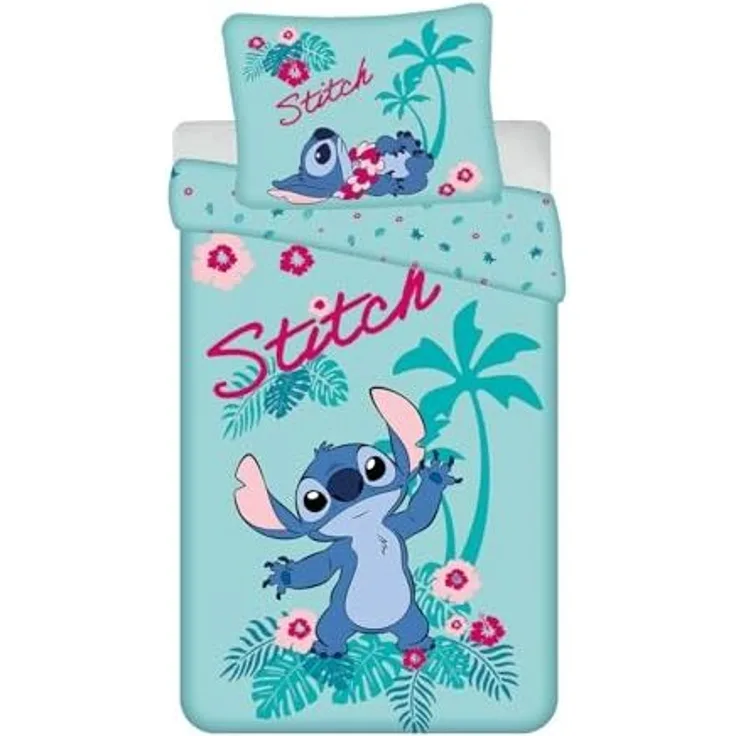 Disney Lilo & Stitch Bettwäsche Baumwolle 140x200 + 70x90 cm, Reißverschluss