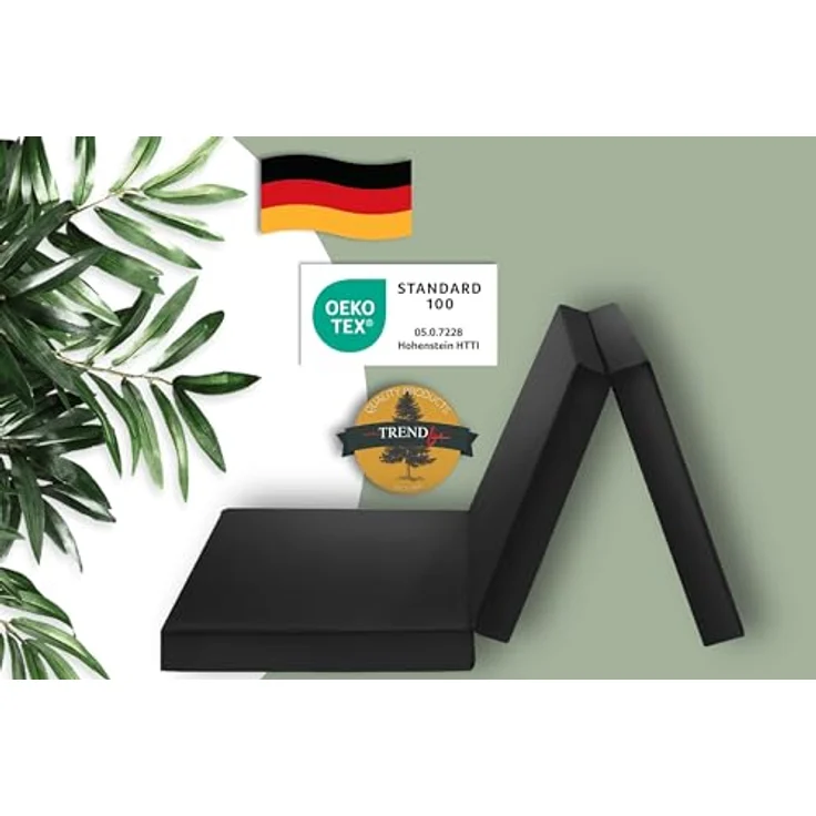 Badenia Trendline faltbare Gästematratze, mit Mikrofaserbezug, 196x65 cm Liegefläche, schwarz – Bild 3