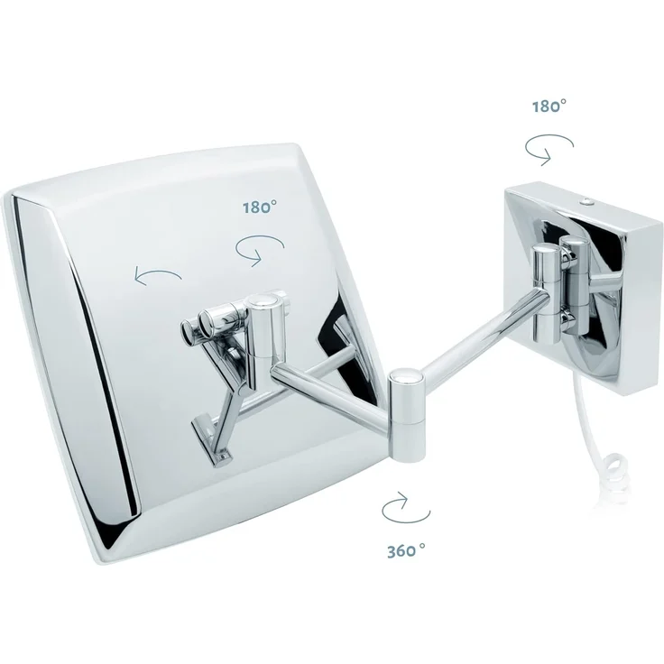 Libaro Kosmetikspiegel mit Sensor LED 5-fach Vergößerung VERONA Schminkspiegel quadratisch, Vergrößerungsspiegel 5x Bewegungssensor Wandmontage weißes Kabel Licht – Bild 3