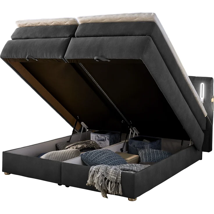 Jockenhöfer 'Kati' Boxspringbett, 180x200 cm, Mikrofaser Dunkelgrau – Bild 5