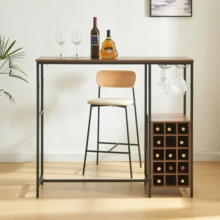 Bartisch Trøndelag 120x40x105 cm mit Weinregal für 15 Flaschen [en. casa] – Bild 3