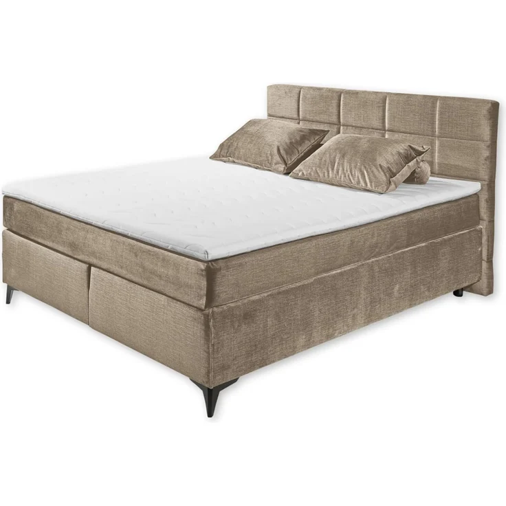 Stella Trading NAVARRA 6 Boxspringbett 160x200, Stone - Bequemes Doppelbett mit 7-Zonen-Federkern Matratze & Kaltschaum Topper - 163 x 113 x 210 cm (B/H/T) – Bild 1