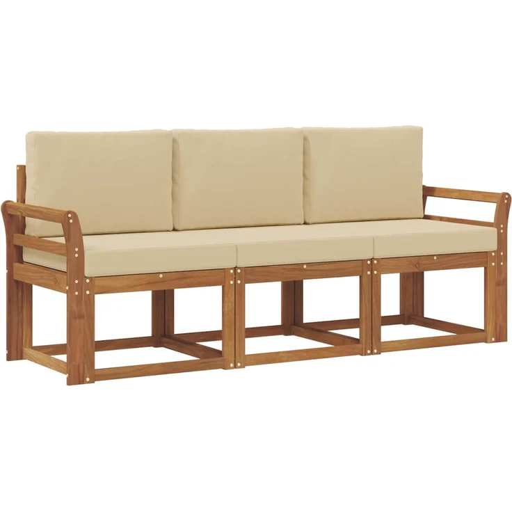 vidaXL Outdoor-Sofagarnitur 3 stk. 3-Sitzer Natur und Beige 3365941 – Bild 2