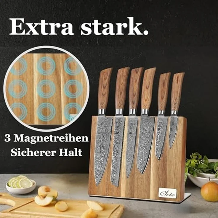 Wakoli Messer-Set Edib Pro 6er Damastmesser-Set I Holzbox 8-20cm Klingen & Messerblock (7-tlg) – Bild 4