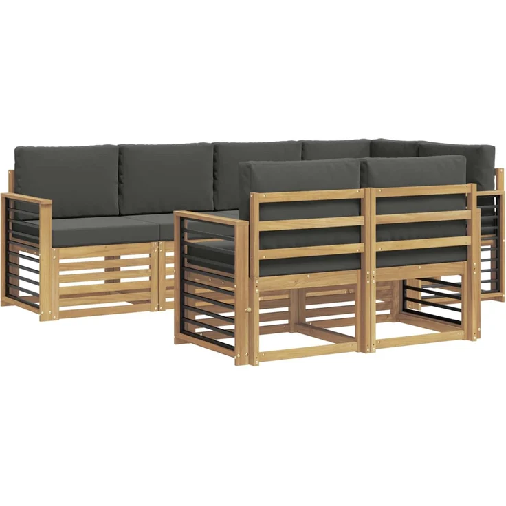 vidaXL Outdoor-Sofagarnitur 7 stk. 7-Sitzer Weiß und Anthrazit 3392007 – Bild 2