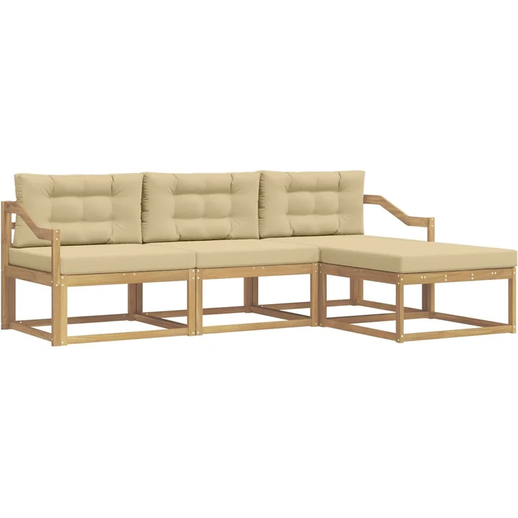 vidaXL Outdoor-Sofagarnitur 4 stk. Weiß und Beige Polyester 3386287 – Bild 2