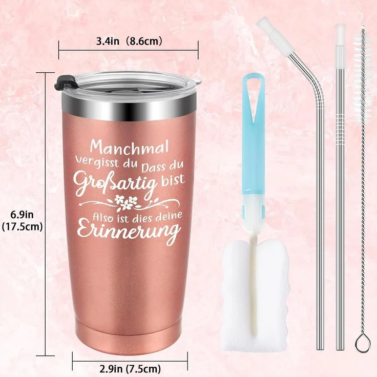 Livole Geschenk Frauen Freundin Geburtstag 20oz Thermobecher Roségold – Bild 7