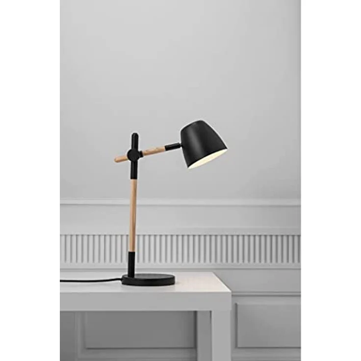 Nordlux THEO Tischlampe, schwarz Holz, GU10 mit Kabelschalter, schwenkbar, 33x15x42,7cm – Bild 4