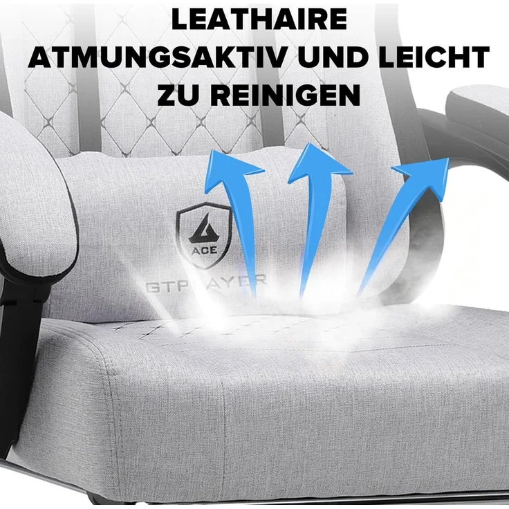 GTPLAYER Gaming-Stuhl, Bürostuhl mit Taschenfederkissen, Armlehnen und Fußstütze, ergonomischer Computerstuhl mit hoher Rückenlehne, mit Lendenwirbelstütze FG – Bild 6