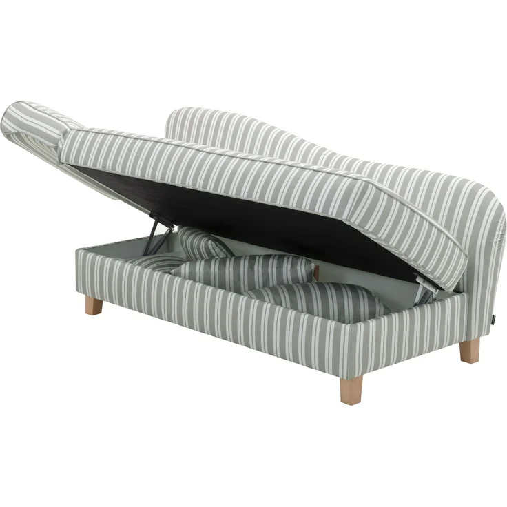 Max Winzer Recamiere mit Armteil links klappbar 'Selma', Flachgewebe hellgrau gestreift, 82 cm x 88 cm x 190 cm – Bild 3