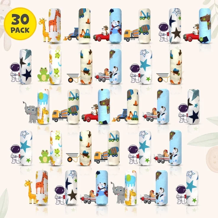 Baby-Flanell-Waschlappen-Set 30er-Pack 100% Baumwolle Lustige Designs 17x25 cm – Bild 2
