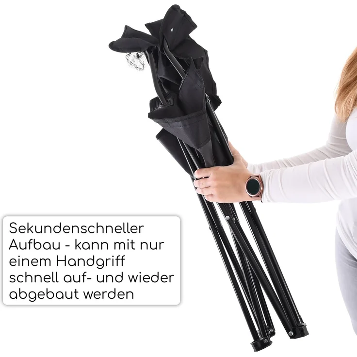 Raburg Campingstuhl Angelstuhl, praktischer Faltstuhl mit Armlehnen, Joe, Schwarz (Set, 1 St), mit praktischem Getränkehalter und Tragetasche – Bild 7