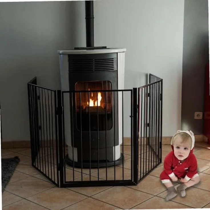 Metallschutzbarriere WERKA PRO 5 Paneele 300cm | Für Garten und Haus, 5 Paneele mit Tür, sicheres Schließsystem, Wandbefestigung inklusive, Heimgebrauch – Bild 2