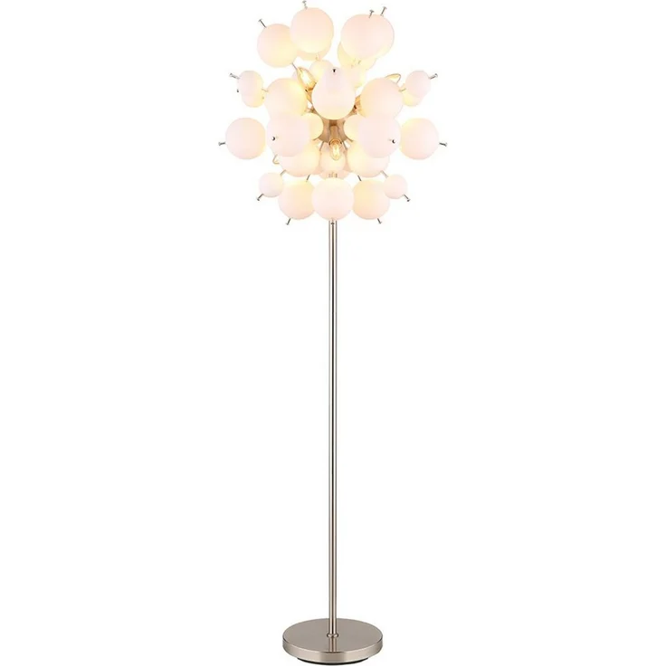 GLOBO LIGHTING Stehlampe, Leuchtmittel nicht inklusive, Stehleuchte Standlampe Wohnzimmerlampe Glaskugeln Metall Nickel-matt H – Bild 1