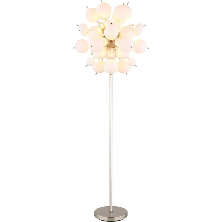 GLOBO LIGHTING Stehlampe, Leuchtmittel nicht inklusive, Stehleuchte Standlampe Wohnzimmerlampe Glaskugeln Metall Nickel-matt H