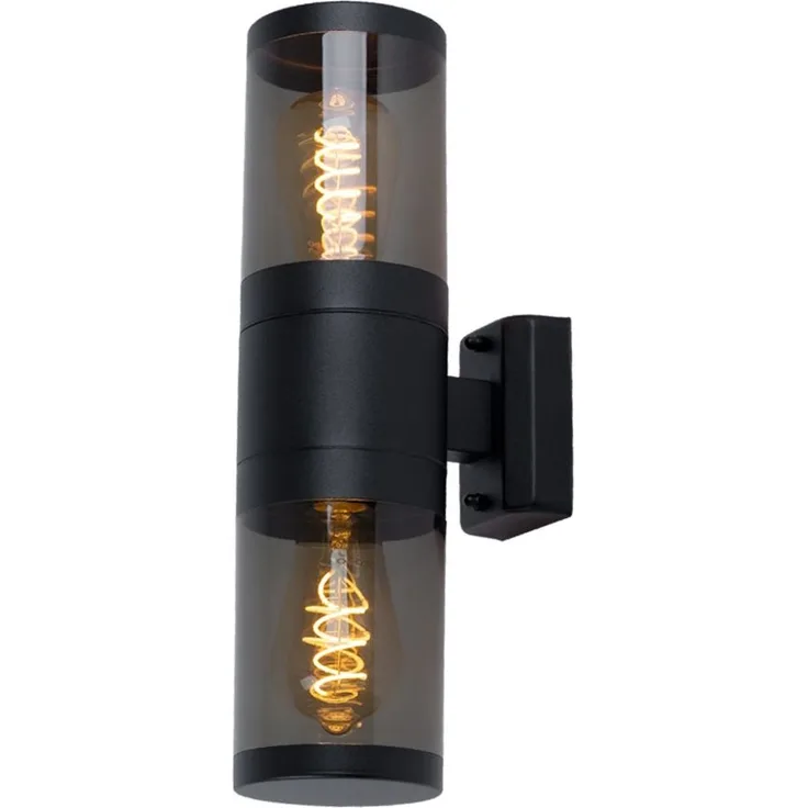 Wandleuchte, Up & Down, Edelstahl, schwarz, rauch, H 38 cm