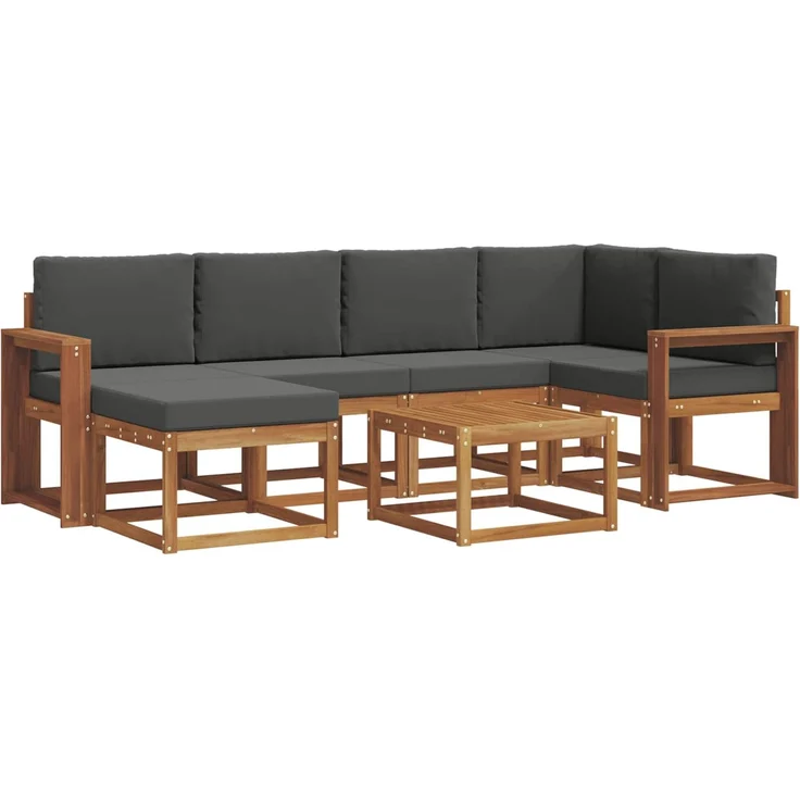 vidaXL Outdoor-Sofagarnitur mit Kissen 7 pcs Natur und Anthrazit 3366680 – Bild 2