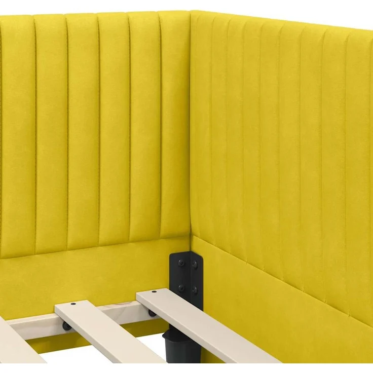 vidaXL Eckbettgestell mit Matratze mit Kopfteil 2 pcs Gelb Samt 3393804 – Bild 10