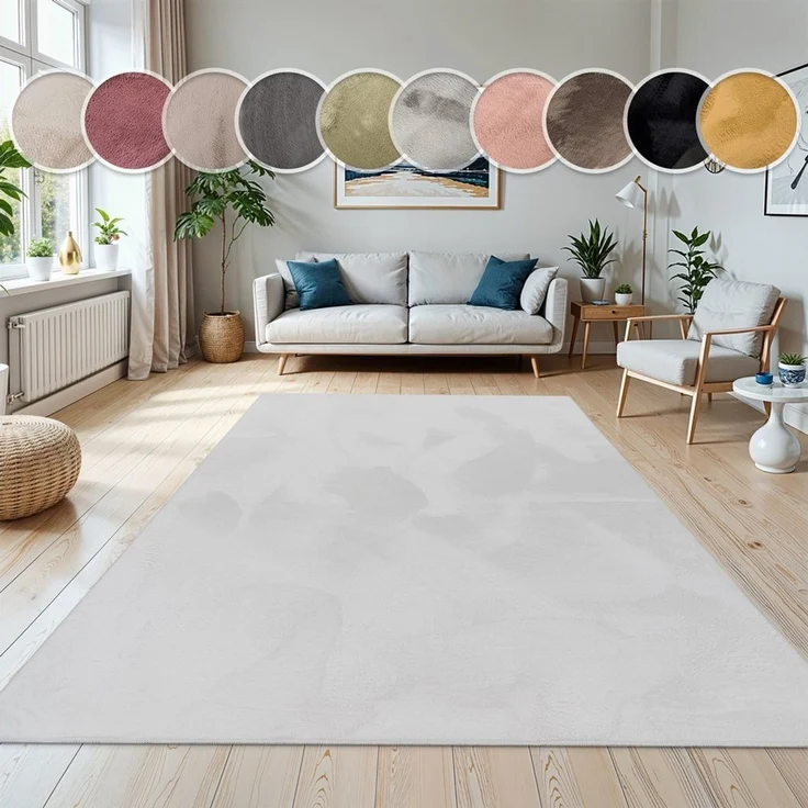 Paco Home Fellteppich Kunstfell Soft 380, rund, Höhe: 14 mm, Langflor, Kuschelteppich - besonders weich, Uni-Farben – Bild 2