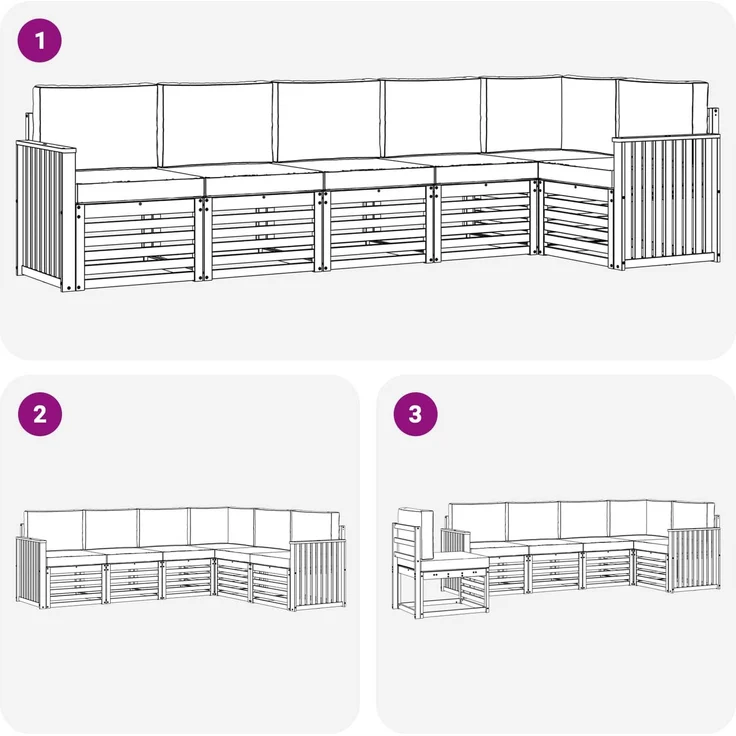 vidaXL Outdoor-Sofagarnitur 6 stk. 6-Sitzer Weiß und Hellgrau 3391911 – Bild 7