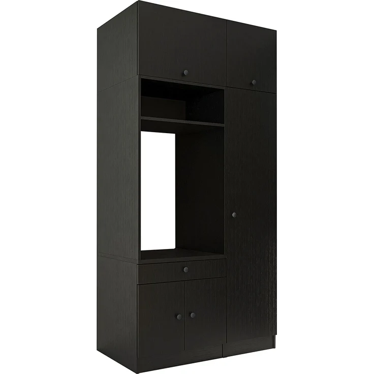 Roomart Schrankwand für Waschküche & Hauswirtschaftsraum – SERIE 1 – 112 cm breit – mit Ausziehbrett – Waschmaschinenschrank & Stauraumlösung • Schwarz-Eiche – Bild 5