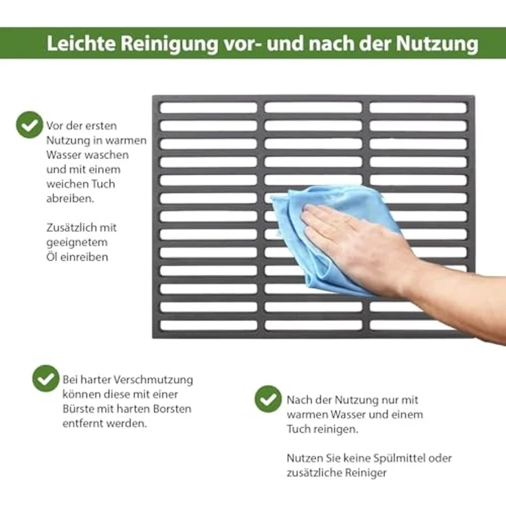Grillrost 38x29cm rechteckig emailliert Rost Grillgitter Gusseisen Grillplatte – Bild 5