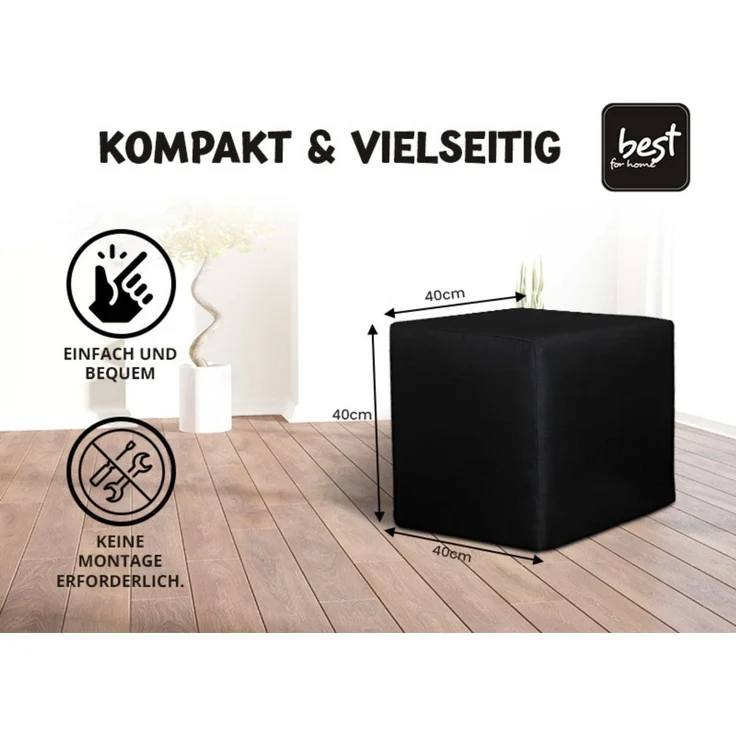 Best for Home Sitzhocker Best For Home Cube Pouf – Stilvoller Samt Hocker & Fußhocker (verschiedene Farben), Handwerksqualität,TOP Preis-Leistungs-Verhältnis – Bild 3
