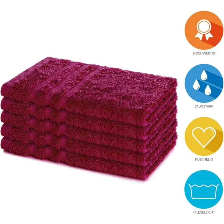 Lavea Gästehandtuch 5er Set Gästehandtücher, Elena Frottee, 30x50 cm Gästetuch, 100% Baumwolle (5er Set), 500 g/m² Frottier, weich & saugstark, pflegeleicht – Bild 2