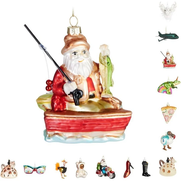 BRUBAKER Weihnachtsbaumkugel Lustige Weihnachtskugel aus Glas - Handbemalt und Mundgeblasen Figuren (1 St), Christbaumschmuck Weihnachtsdeko Anhänger - Deko