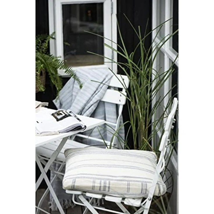 Wohndecke IB Laursen Plaid Creme Hellblau Streifen, Ib Laursen – Bild 3