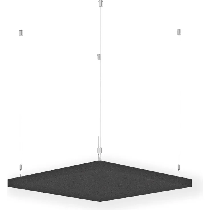 Rheinland Möbel FocusWall DAQ0707 – Quadratischer Akustik-Deckenabsorber 70×70 cm in Stofffarbe Blizzard inkl. Chrom-Stahlseilen - Made in Germany - Klasse A, Stoffbezug, schwer entflammbar
