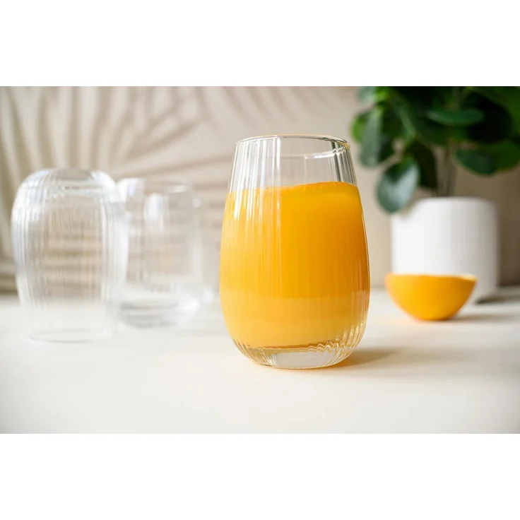 6 Trinkgläser 350ml (max. 400ml) mit geriffelter Oberfläche Cocktailgläser Saftgläser – Bild 1