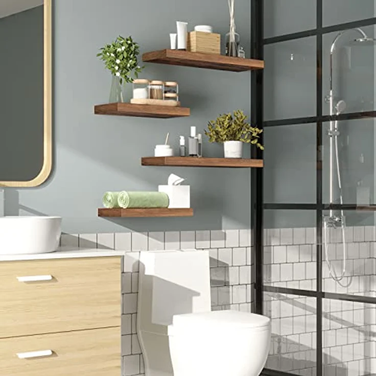 Hoobro Wandregal stabile Schweberegal 2er-Set, 60 x 20 x 4 cm Hängeregale, 2-tlg, mit unsichtbaren Halterungen – Bild 3