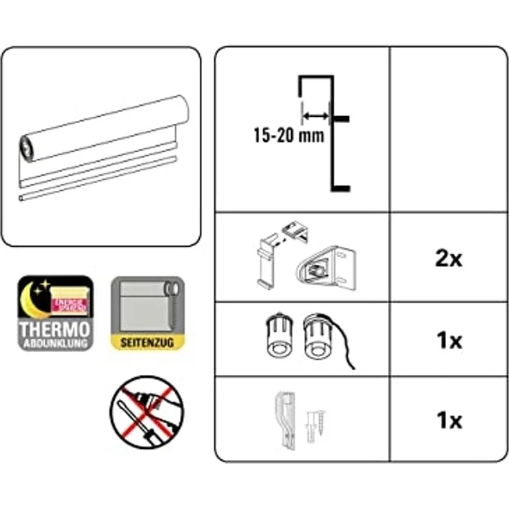 Seitenzugrollo Thermo Klemmrollo Energiesparend, my home, ohne Bohren, freihängend, Klemmfix, abdunkelnd mit Thermobeschichtung – Bild 5