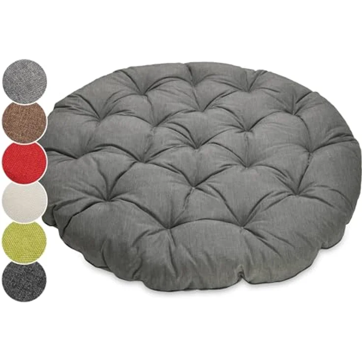 sunnypillow Sesselauflage Polster für Papasansessel, rund Durchmesser 120 cm Dicke 15cm, GRAU – Bild 2