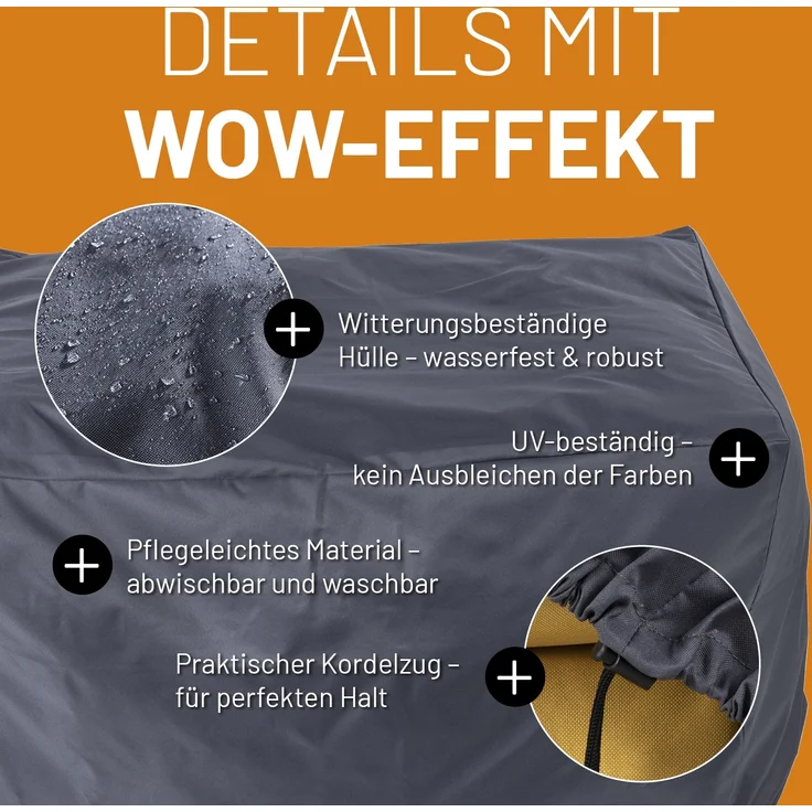 Lumaland Wetterschutzhaube für Sitzsack-Sofa Modular 165 x 85 x 75 cm grau 2x Eckteil – Bild 4