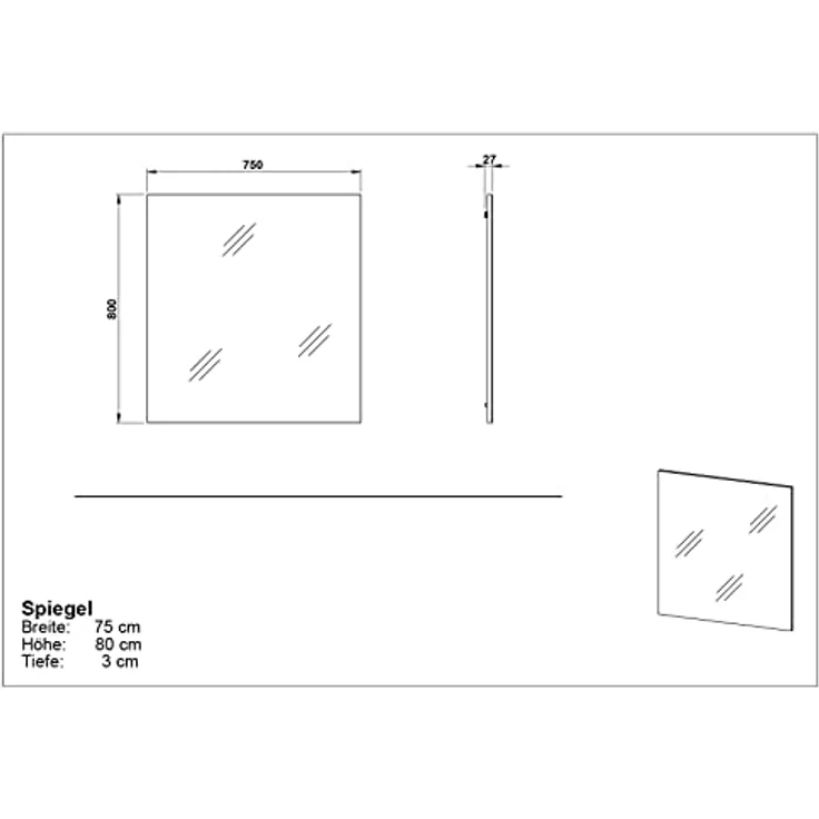 Germania Wandspiegel 2791, Rechteckig, Weiß, 74x80x3 cm, Senkrecht montierbar, Made in Germany – Bild 4