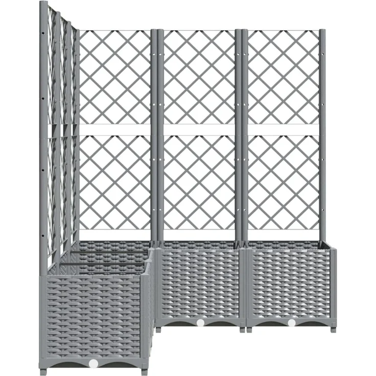 vidaXL Pflanzkübel mit Rankgitter Hellgrau 120x120x136 cm PP 153278 – Bild 5