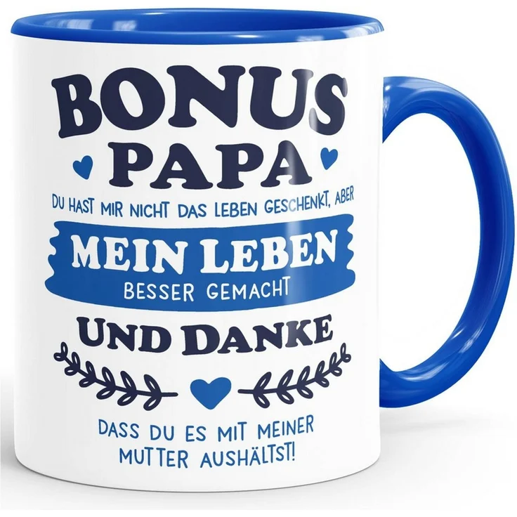 MoonWorks Tasse Kaffee-Tasse Geschenk Bonus-Mama, Bonus Papa Stiefmutter, Keramik – Bild 1