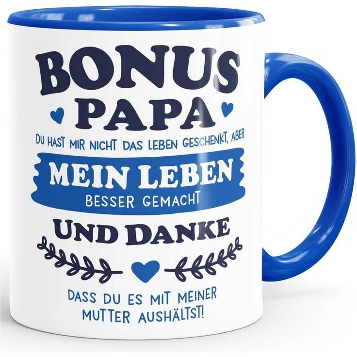 MoonWorks Tasse Kaffee-Tasse Geschenk Bonus-Mama, Bonus Papa Stiefmutter, Keramik