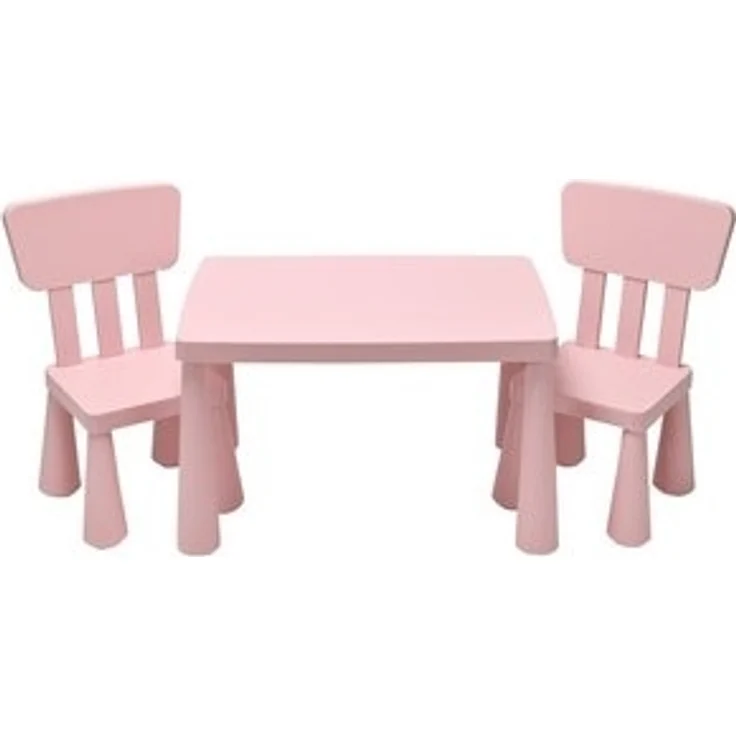 COSTWAY 3 TLG. Kindersitzgruppe, Kindertischgruppe, Kindertisch mit 2 Stühlen, Kindermöbel aus Kunststoff, Kinder Tischset für Kindergarten und Kinderzimmer (Rosa) – Bild 6