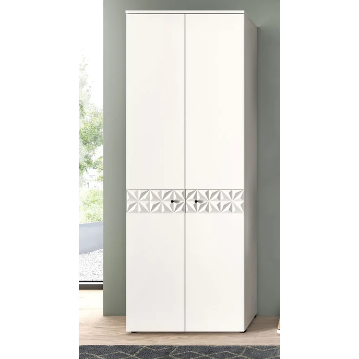 Garderobenschrank / Schuhschrank Relief in weiß Hochglanz 70 x 192 cm – Bild 4