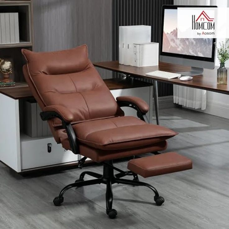 Vinsetto Schreibtischstuhl Bürostuhl mit Heizfunktion, Massagesessel (Chefsessel, 1 St), 120 kg Belastbar, Braun – Bild 3
