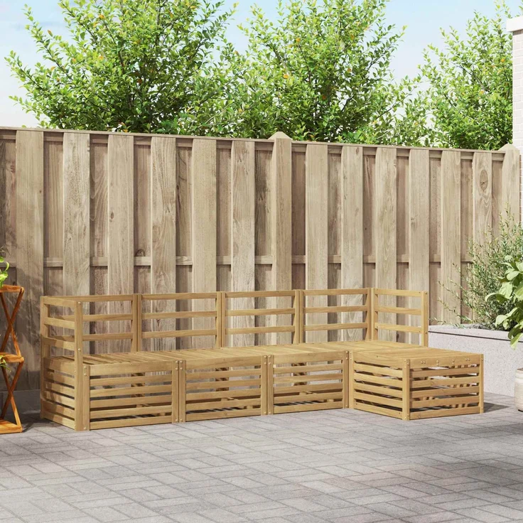 vidaXL Outdoor-Sofagarnitur 5 stk. 5-Sitzer Weiß Massivholz Akazie 3391654 – Bild 1