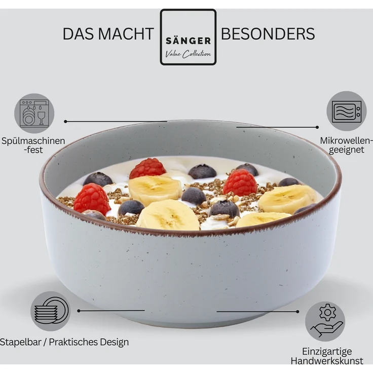 SÄNGER Steingut Schalen Bombay Sky Shades 4 teilig – Bild 4