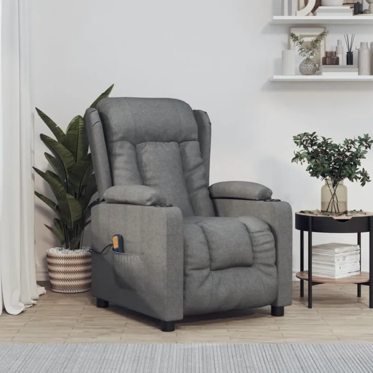 Massagesessel mit Heizfunktion, Stoff dunkelgrau, 99,5 x 72,5 x 96 cm