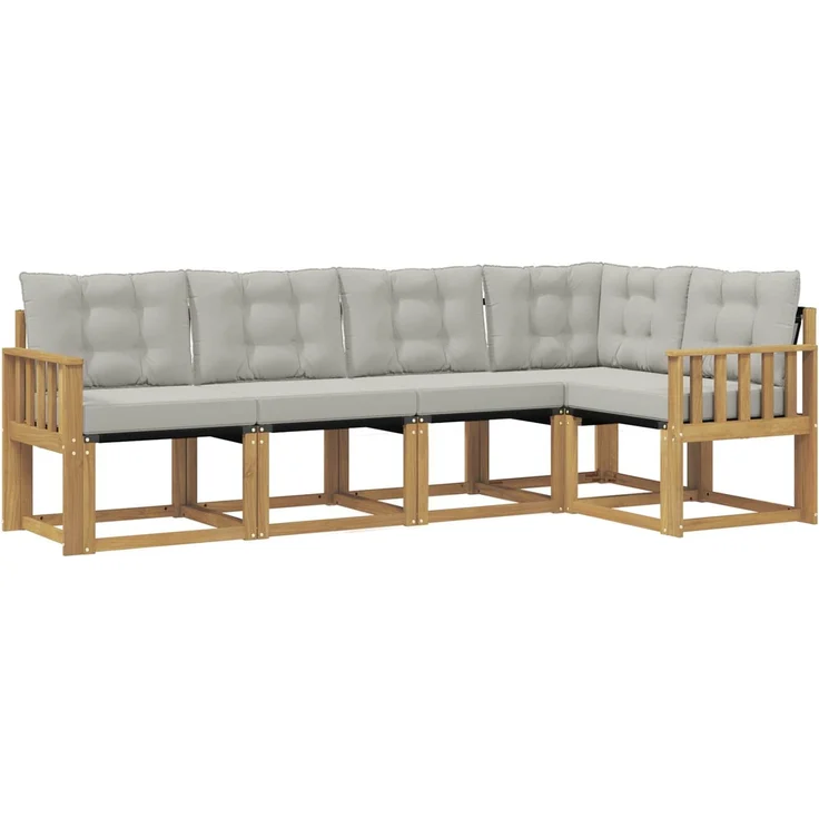 vidaXL Outdoor-Sofagarnitur 5 stk. 5-Sitzer Weiß und Hellgrau 3389473 – Bild 2