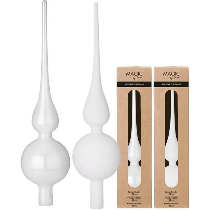 MAGIC by Inge Christbaumspitze, Christbaumspitze Glas 28cm 1 Stück matt / glänzend sort. - Pure White – Bild 2